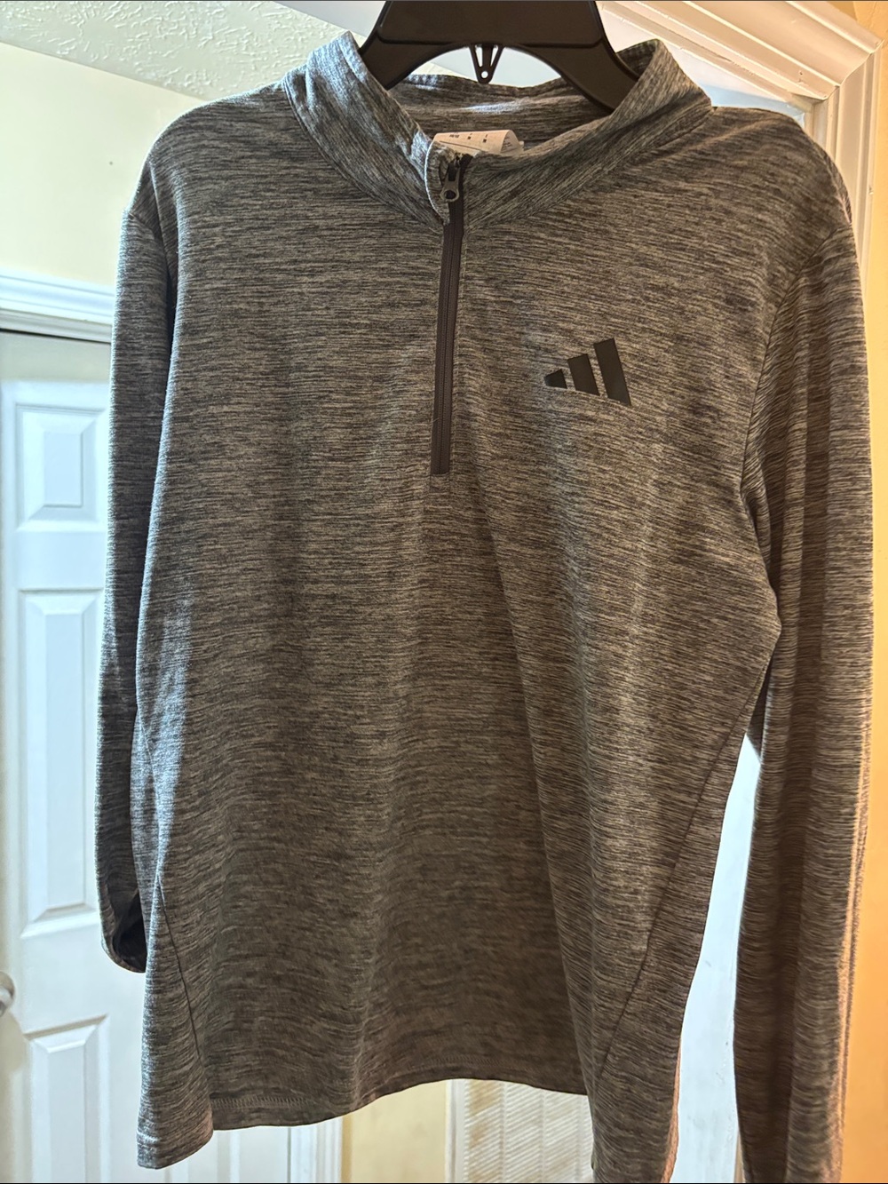 adidas Men's Heather Grey Quarter-Zip Pullover